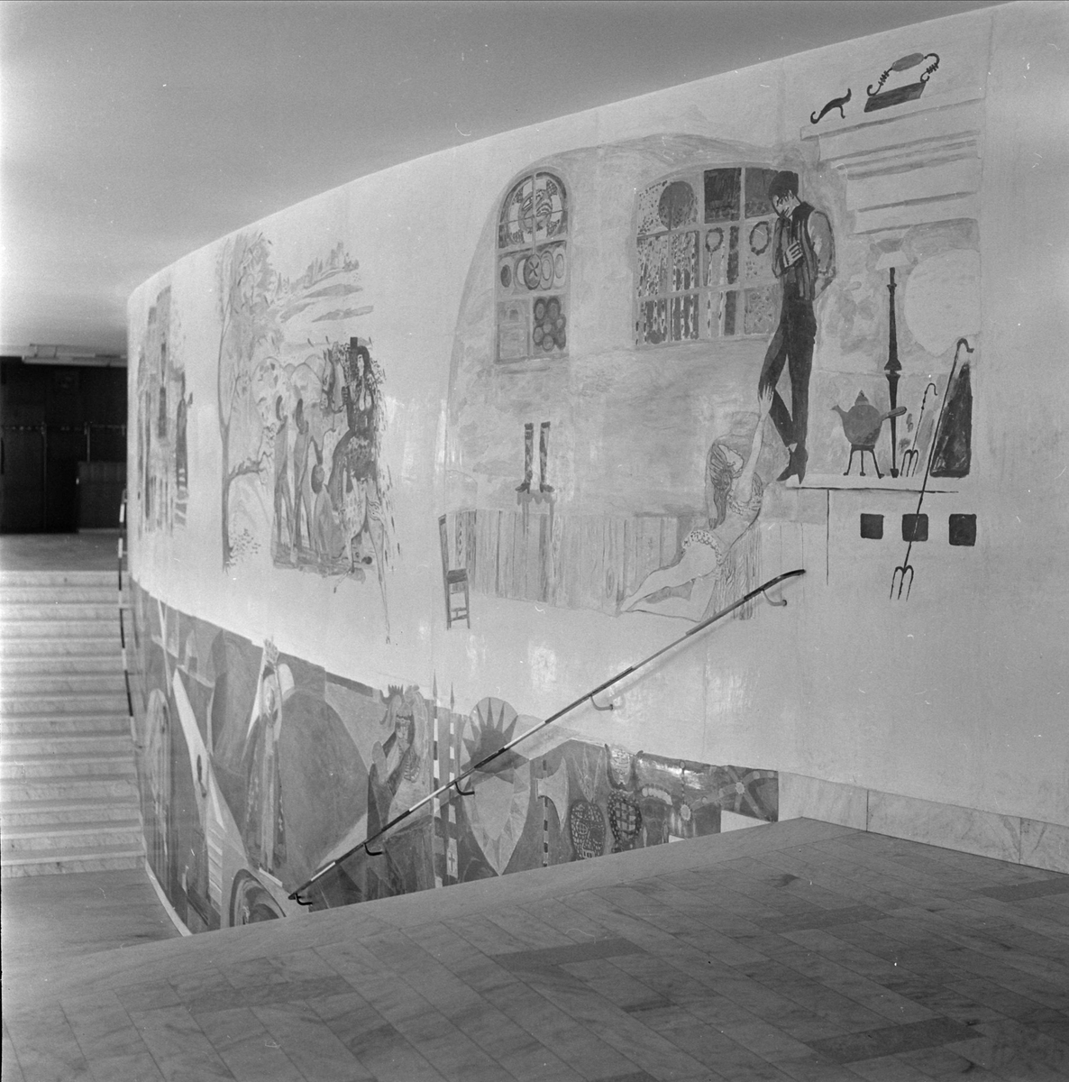 Gunnar Sundgren, Väggdekoration i entréhallen på Uppsala Stadsteater, kvarteret Oxen, Dragarbrunn, Uppsala