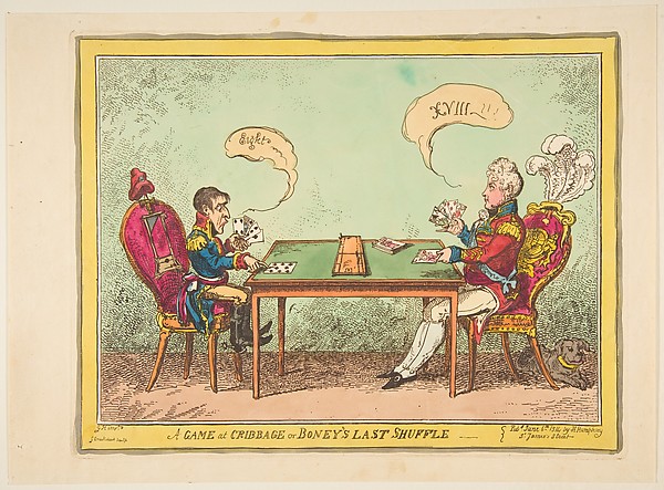 George Cruikshank, A Game of Cribbage or Boney's Last Shuffle