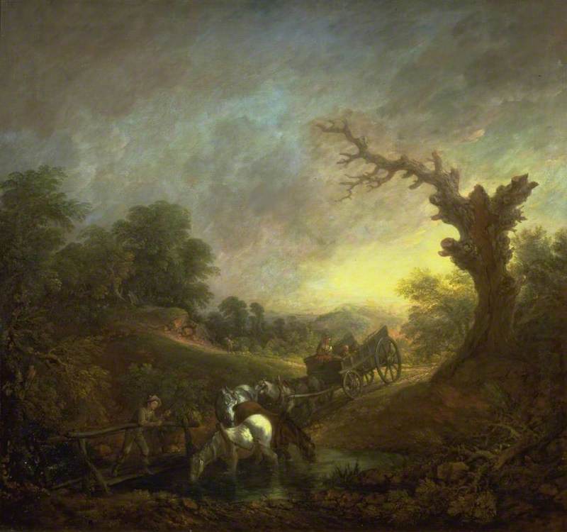 Thomas Gainsborough, Sunset: Carthorses Drinking at a Stream