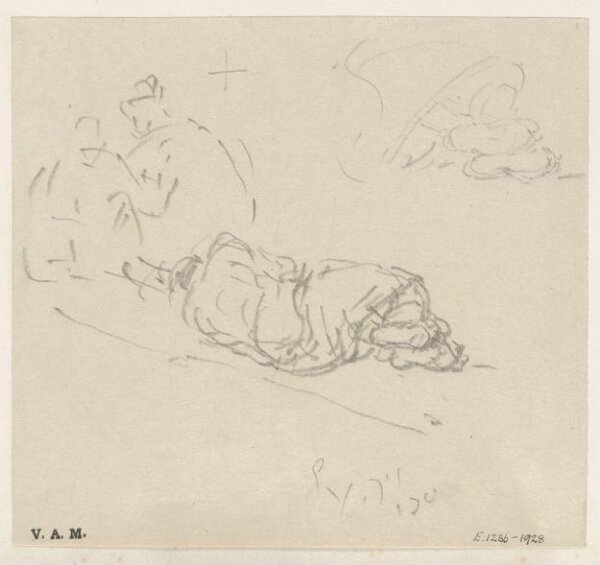 George Chinnery, Rapid sketches of Chinese figures, including a sleeping man