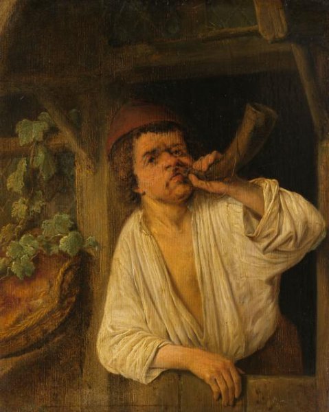 Adriaen van Ostade, A Baker Sounding his Horn