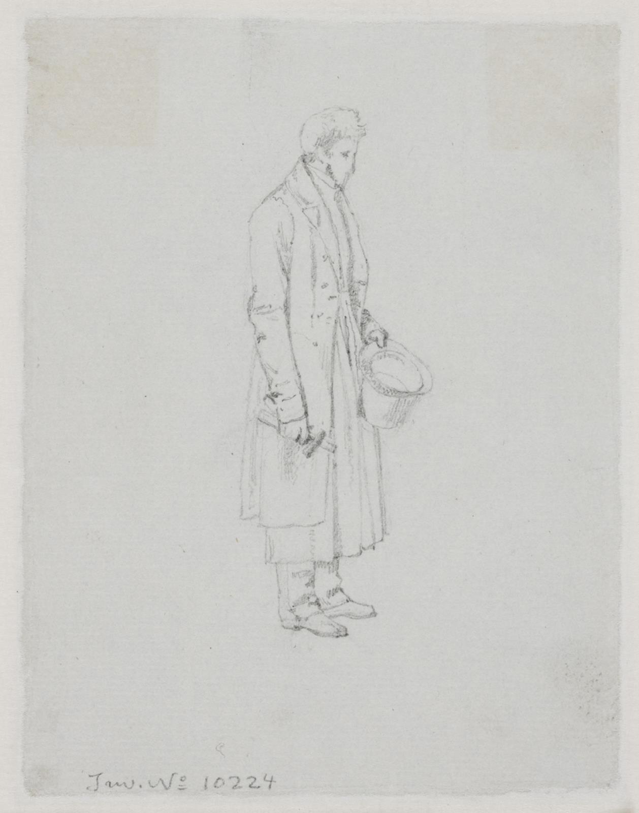 Jørgen Roed, Stående mand med hat i hånden (Theophilus Hansen?)