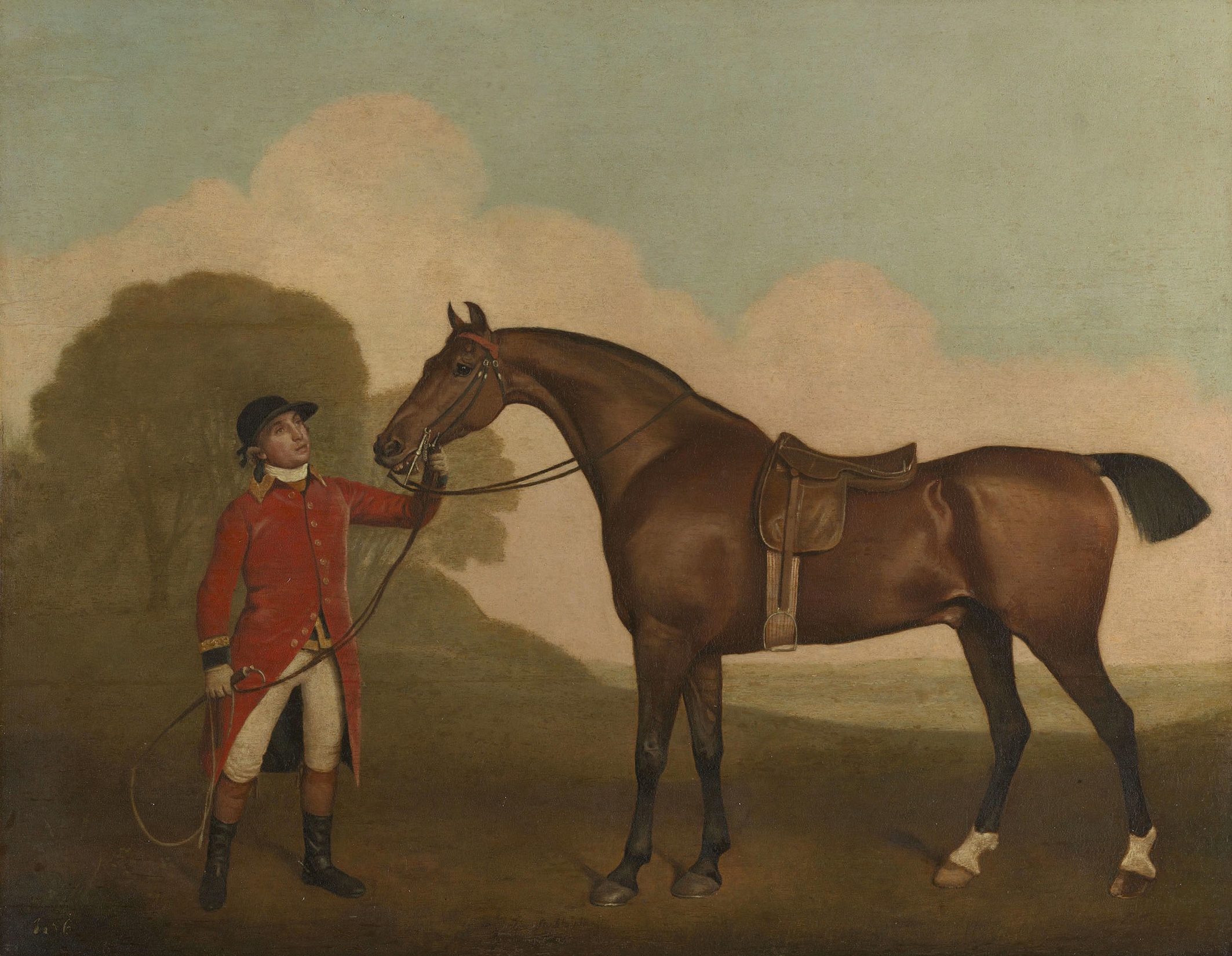 George Stubbs, A Bay Horse with a Groom