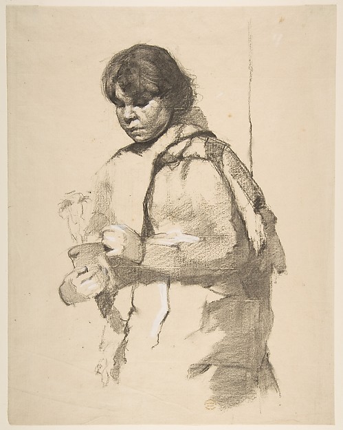Anonymous, French, 19th century, Girl with a Flower Pot