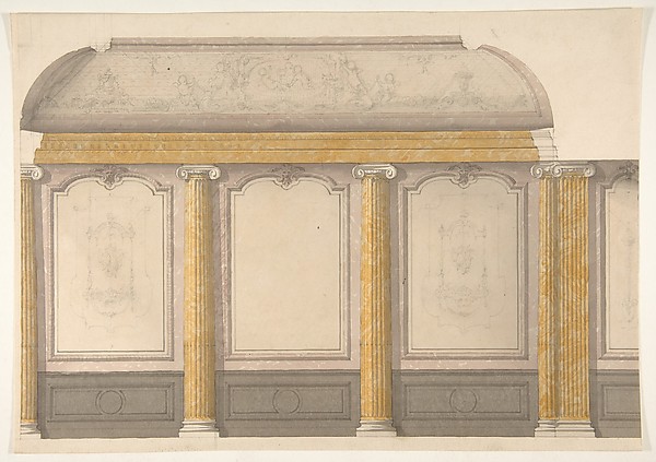 Jules-Edmond-Charles Lachaise, Design for wall panels with putti and flowered garlands