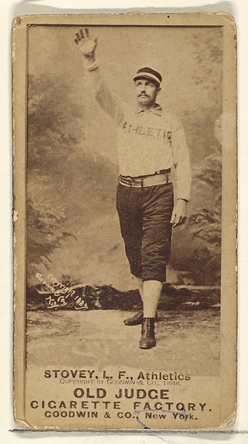 Goodwin & Company, Stovey, Left Field, Philadelphia Athletics, from the Old Judge series (N172) for Old Judge Cigarettes