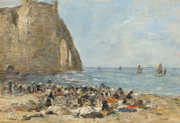 Eugène Boudin, Washerwomen on the Beach of Etretat