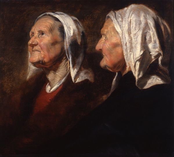 Jacob Jordaens I, Two Head Studies of an Old Woman
