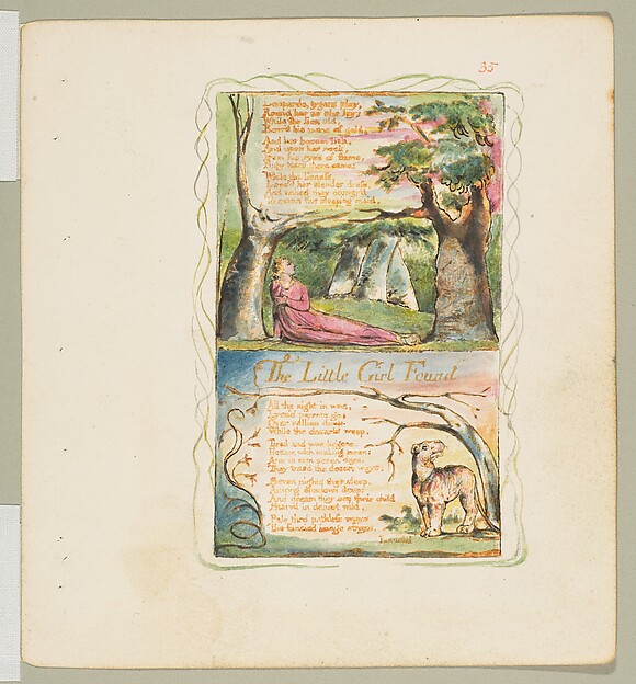 William Blake, Songs of Experience: The Little Girl Lost (second plate); The Little Girl Found