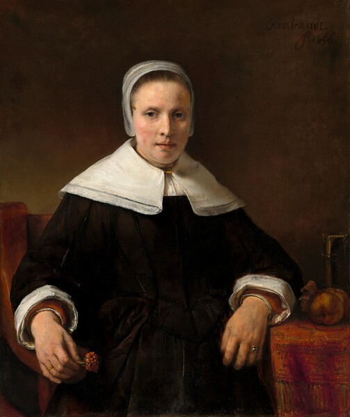 Rembrandt van Rijn, A Woman Holding a Pink