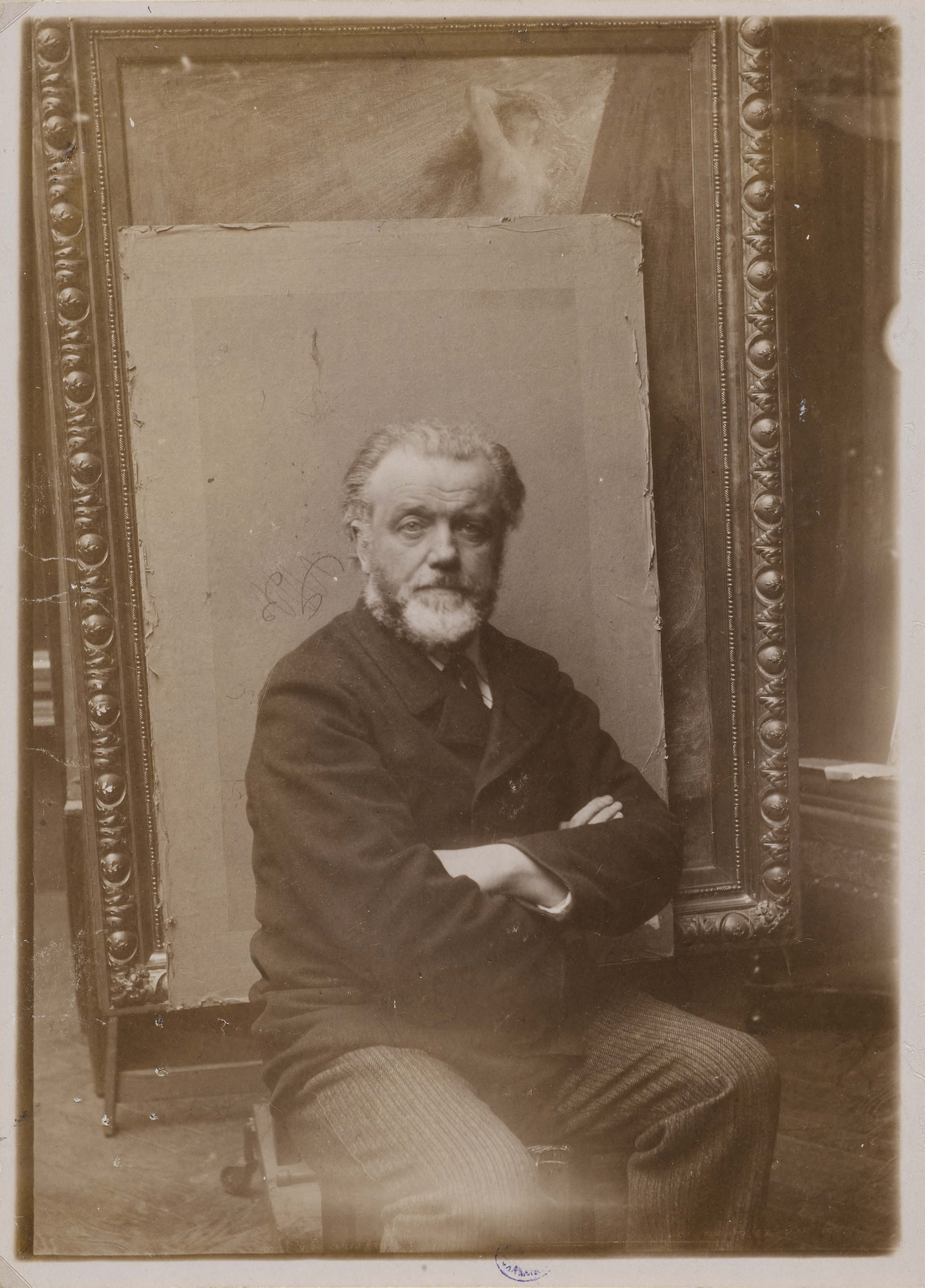Anonyme, Portrait de Fantin-Latour dans son atelier et devant une toile