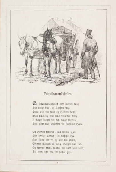 H.P. Hansen, Skraldemandshesten. Illustration til H.V. Kaalund, "Fabler for Børn"