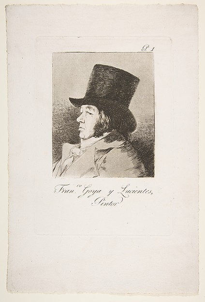 Goya (Francisco de Goya y Lucientes), Self-Portrait; Plate 1 from "Los Caprichos"