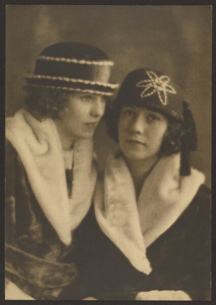 Louis Fleckenstein, [Portrait of Two Women in Hats with White Piping]