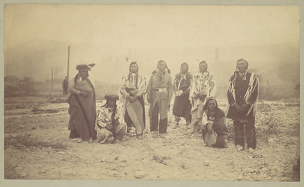 Unknown, [Group of Native American Men, Telegraph Poles in Background]