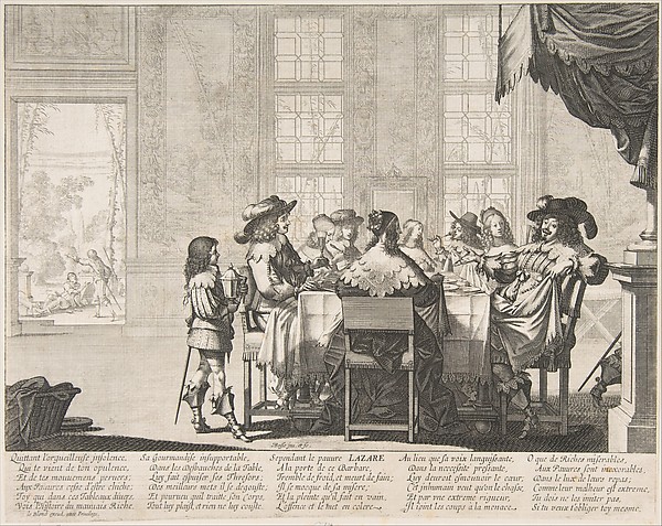 Abraham Bosse, The Banquet of the Rich Man, plate 1 from "The Parable of Dives and Lazarus" (La Parabole du mauvais Riche et de Lazare)