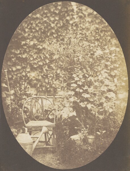 Hippolyte Bayard, [Chair and Watering Can in a Garden]