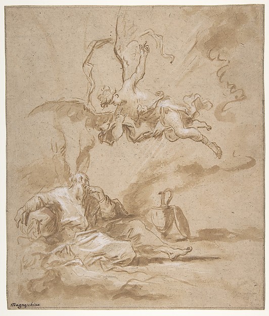 Alessandro Magnasco, Elijah Visited by an Angel in the Wilderness (1 Kings 19:4-8)