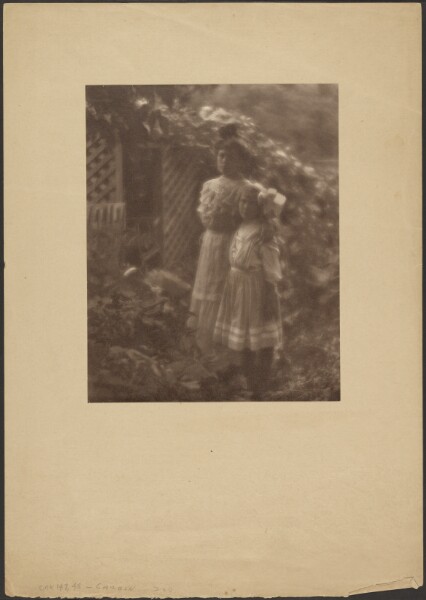 Louis Fleckenstein, [Two Young Girls Standing in a Garden]