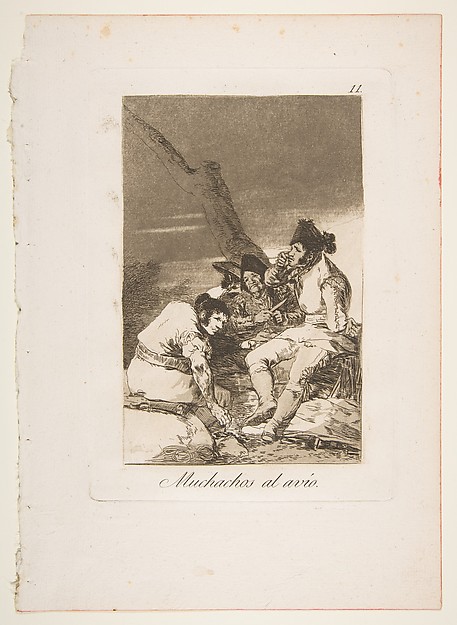 Goya (Francisco de Goya y Lucientes), Plate 11 from "Los Caprichos": Lads Making Ready (Muchachos al Avío)