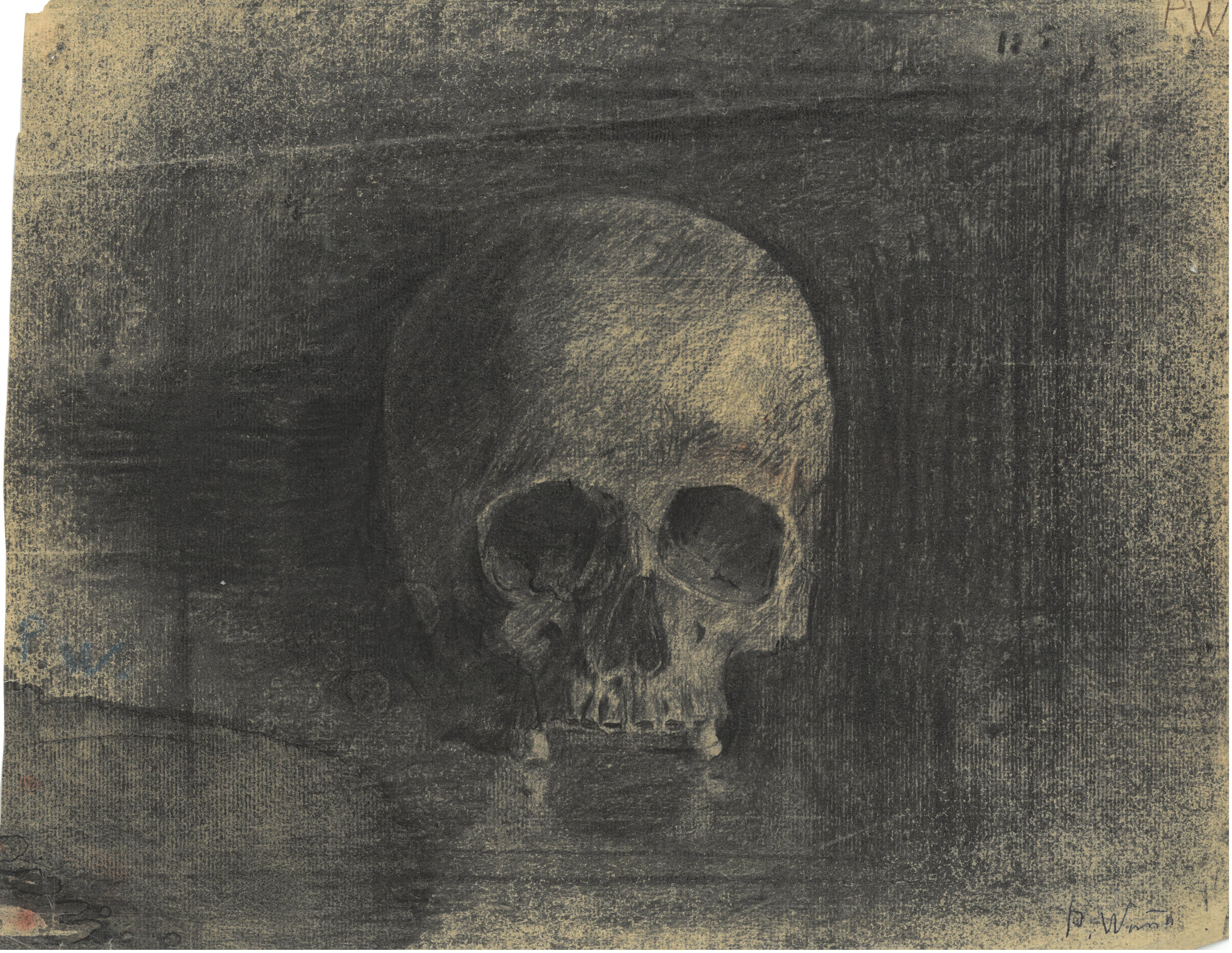 Unknown artist, Zeichnung "Memento Mori" (Paula Wimmer)