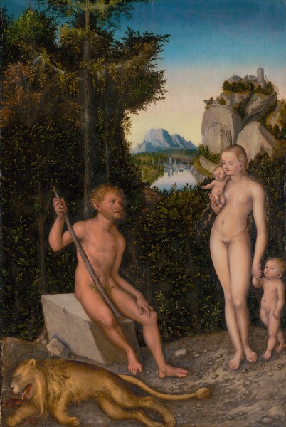 Lucas Cranach the Elder, A Faun and His Family with a Slain Lion