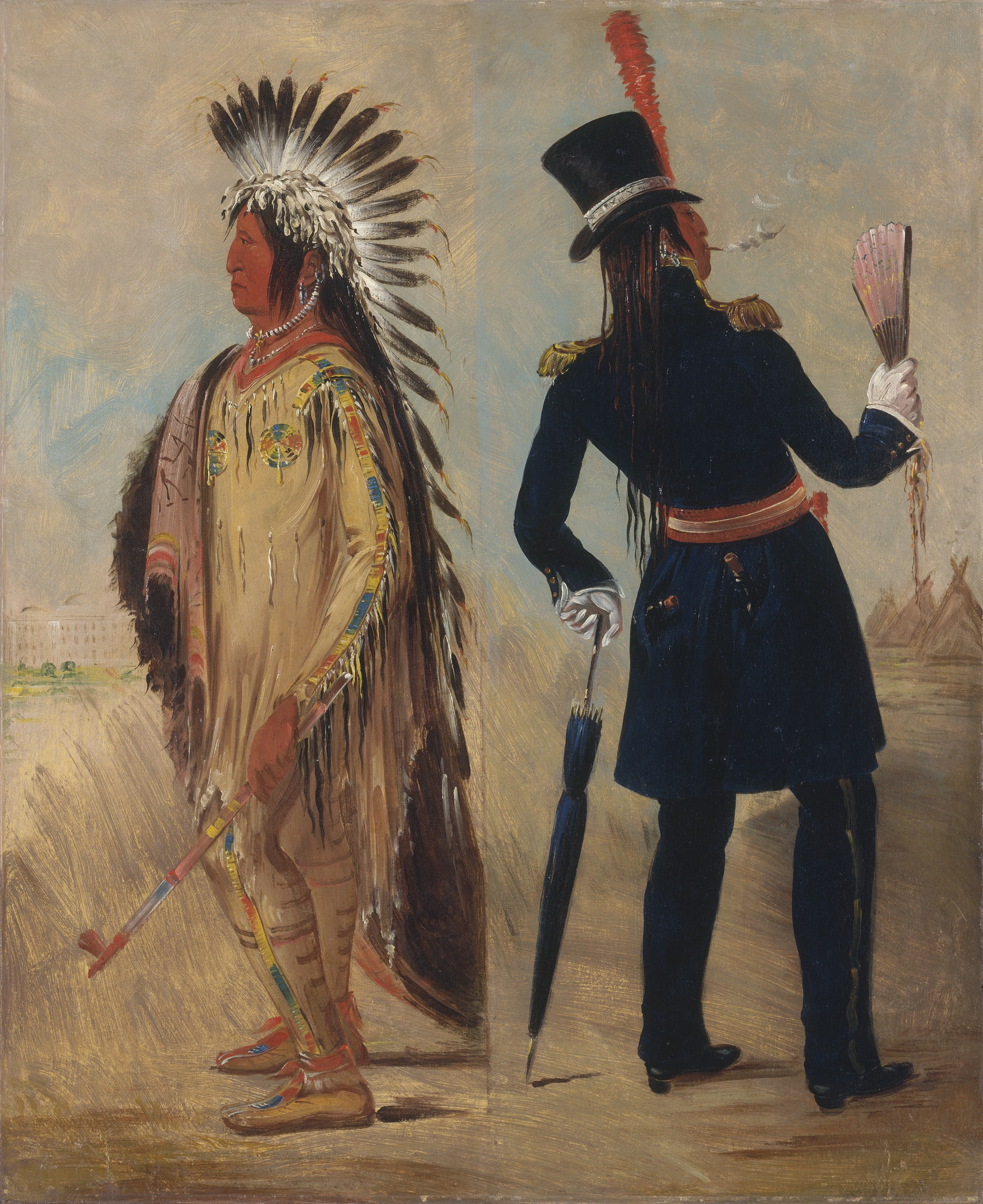 George Catlin, Wi-jún-jon, Pigeon's Egg Head (The Light) Going To and Returning From Washington