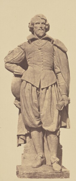 Édouard Baldus, ["De Brosse", Statue by Auguste Ottin, Decoration of the Louvre, Paris]