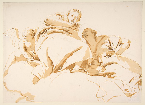 Giovanni Battista Tiepolo, Two Women and a Winged Boy on Clouds