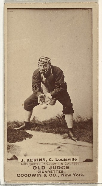Goodwin & Company, John Nelson Kerins, Catcher, Louisville Colonels, from the Old Judge series (N172) for Old Judge Cigarettes