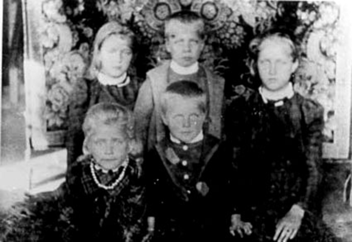 Anno Domkirkeodden, GRUPPE: 5 BARN, FRA VENSTRE: JOHANNE HARILDSTAD, NILS HARILDSTAD, MARGIT HARILDSTAD, FORAN TIL VENSTRE: RACHEL HARILDSTAD, ANSTEIN HARILDSTAD, HARILDSTAD LILLE