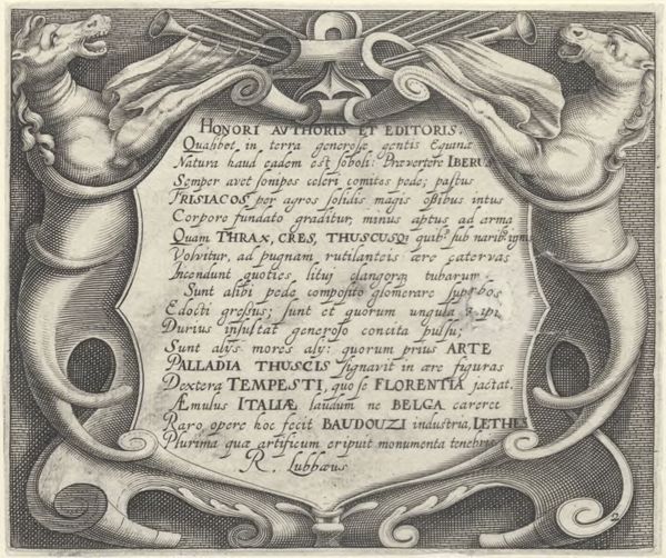 Panderen, Egbert van, (1581-1637?), (printmaker), Horse breeds: Title plate