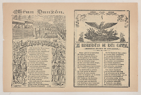 José Guadalupe Posada, Broadsheet with a song about a military reserve, military personnel in formation