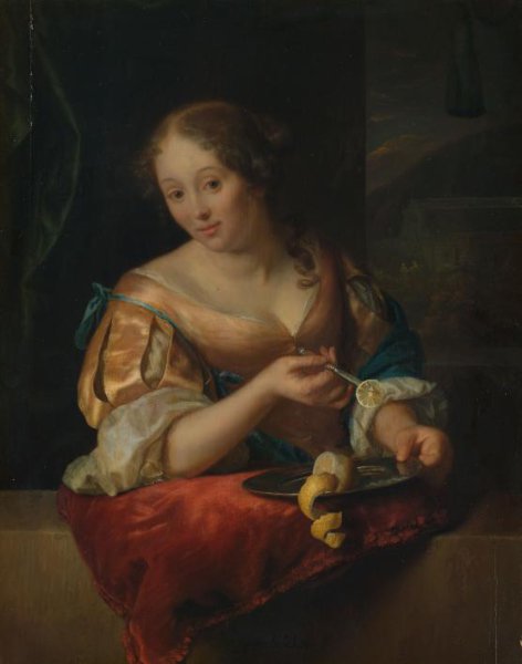 Godfried Schalcken, Young Woman with Lemon
