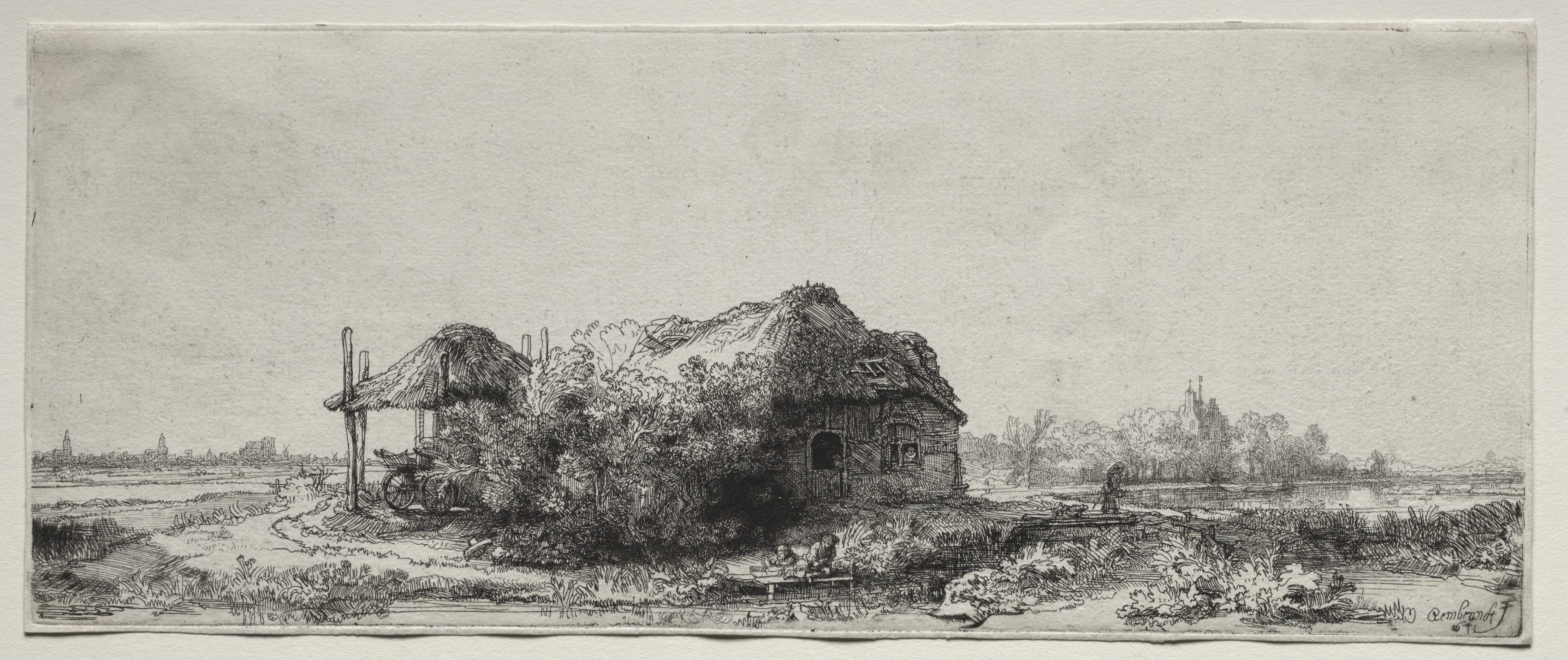 Rembrandt van Rijn, Landscape with a  Cottage and Hay Barn: Oblong