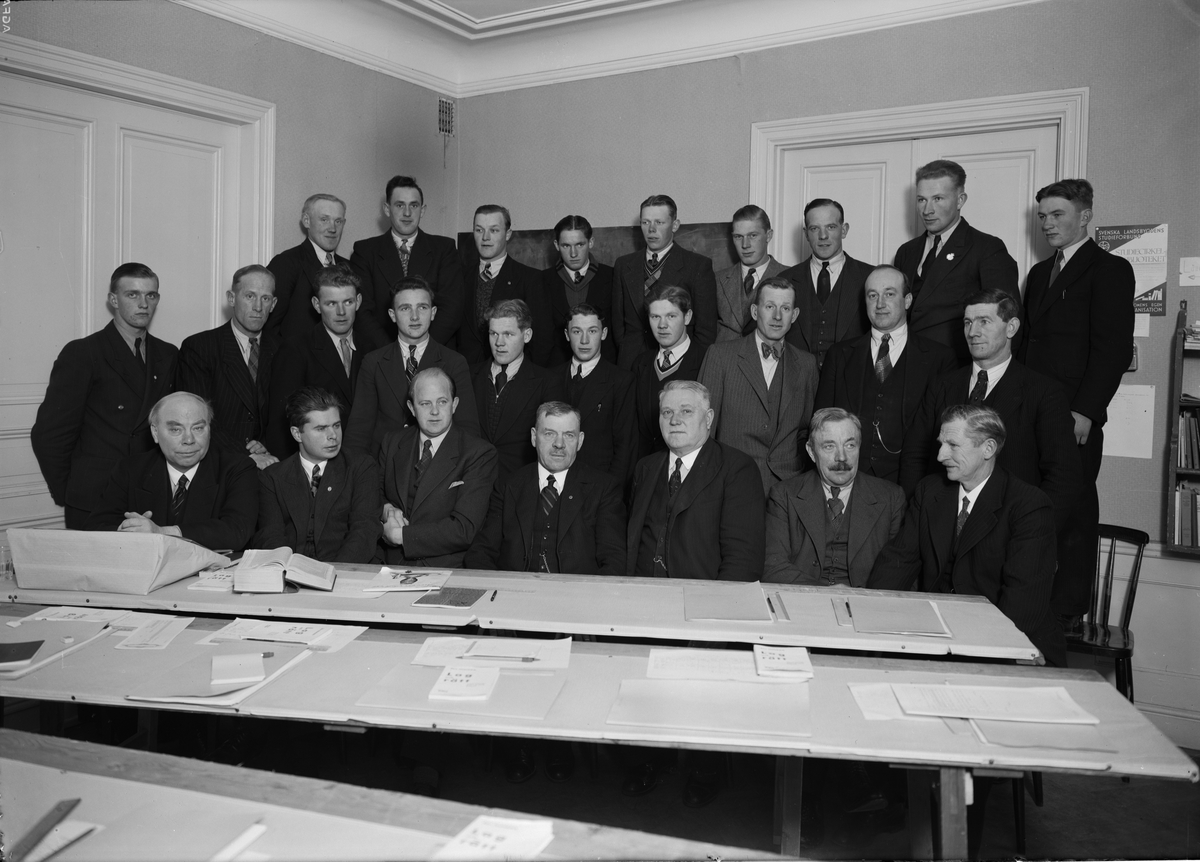 Paul Sandberg, Grupporträtt - medlemmar i Svenska Landbygdens Studieförbund, sannolikt Uppsala, 1938