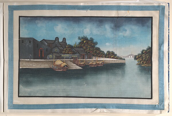 Unidentified artist, Album Containing Twelve Paintings of Scenes Along a River