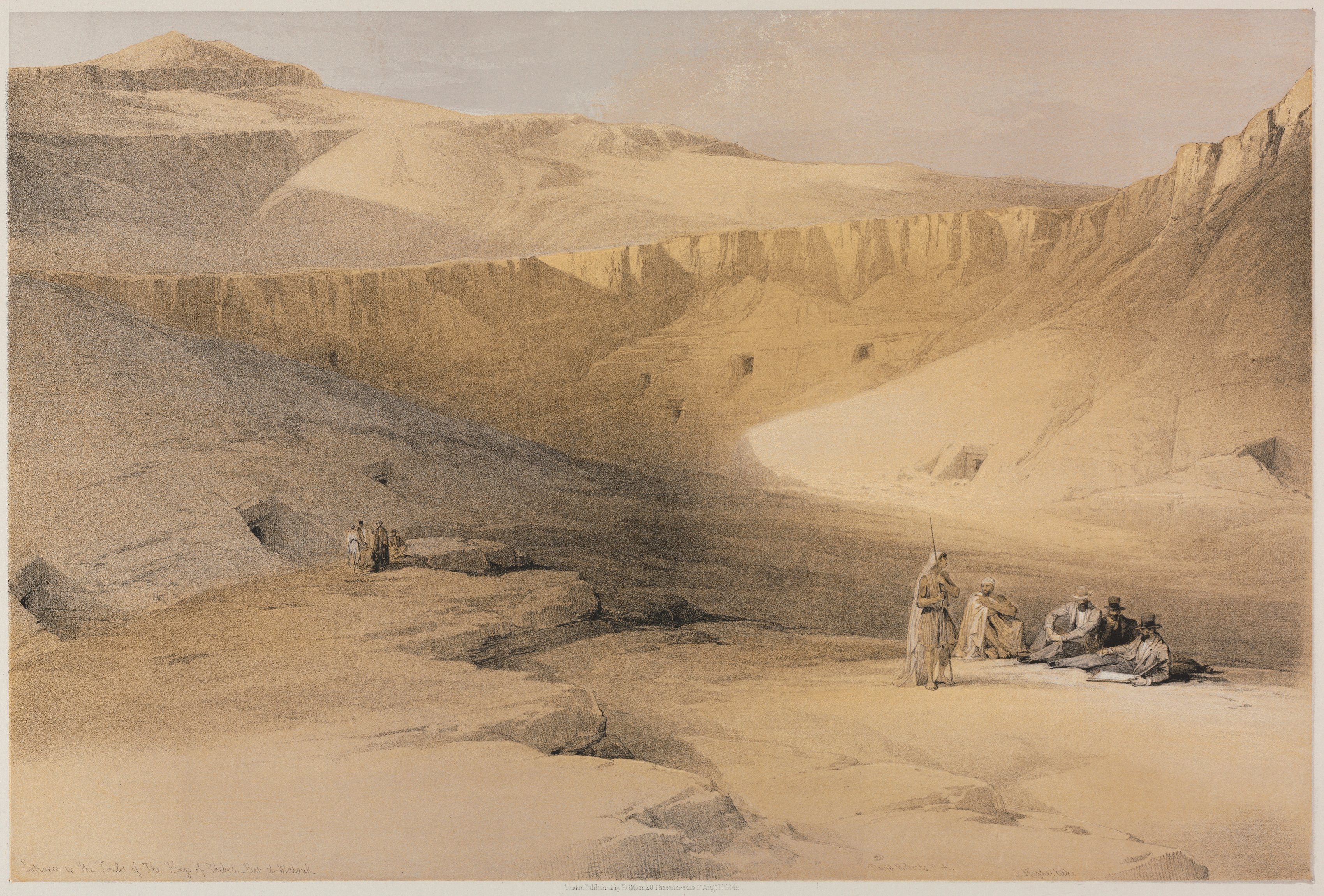 Louis Haghe, Egypt and Nubia, Volume II: Entrance to the Tombs of the Kings of Thebes, Bab-El-Malouk