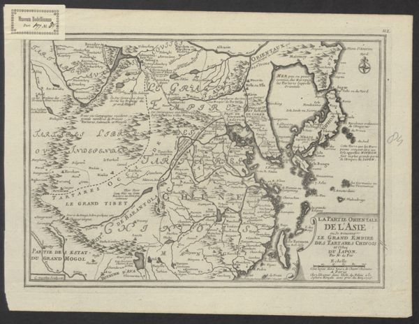 Sanson, Nicolas, (1600-1667) (cartographer), La Partie Orientale De L'Asie: ou se trouvent Le Grand Empire des Tartares Chinois et celuy Du Iapon