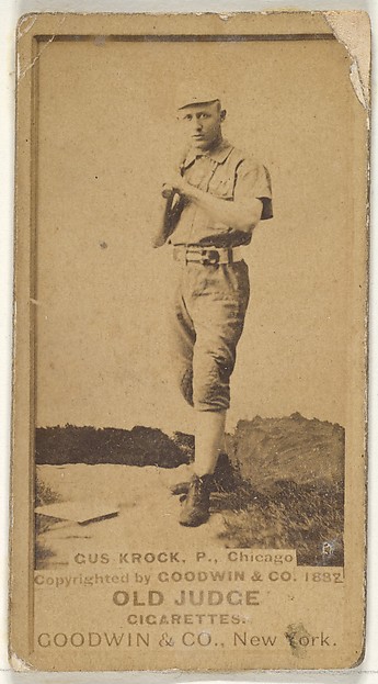 Goodwin & Company, August H. "Gus" Krock, Pitcher, Chicago, from the Old Judge series (N172) for Old Judge Cigarettes