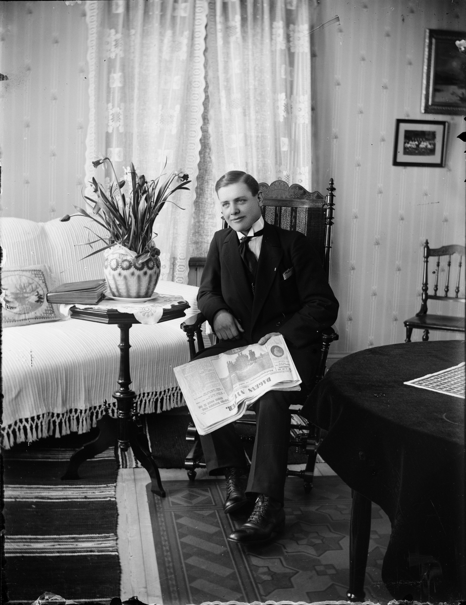 Skötsner-Edhlund, Albin Mattsson på besök hod Edhlunds, Östhammar, Uppland