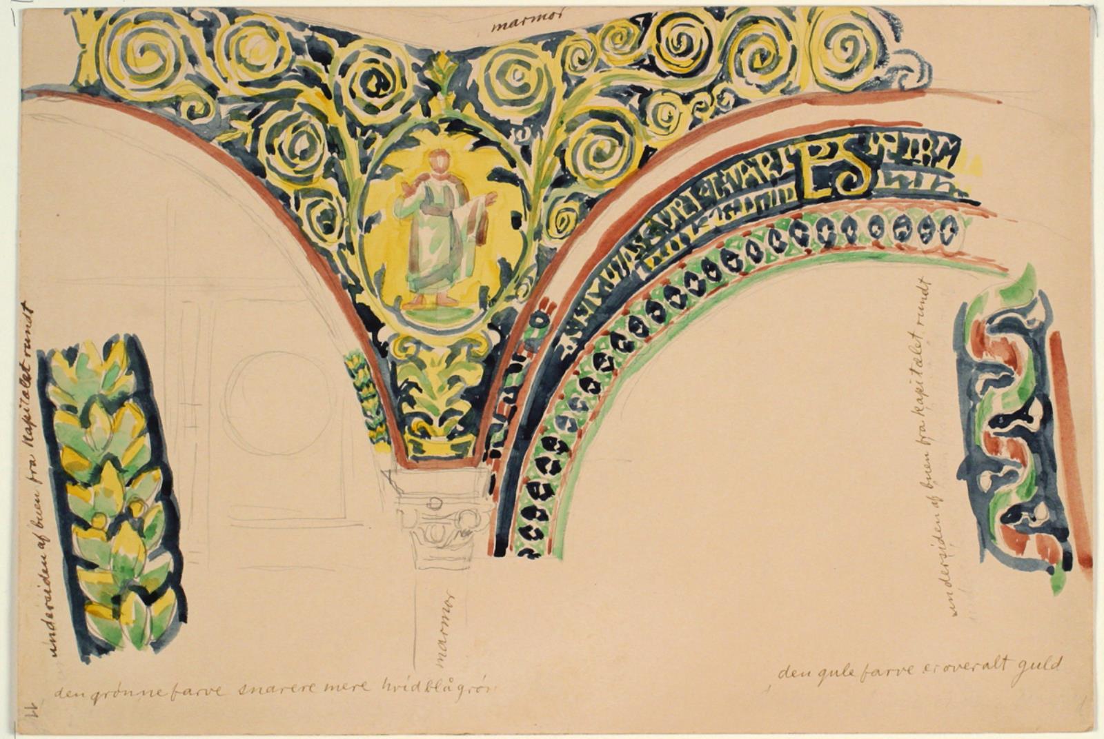 Niels Larsen Stevns, Studier af oldkristne motiver, samt notater. Ravenna