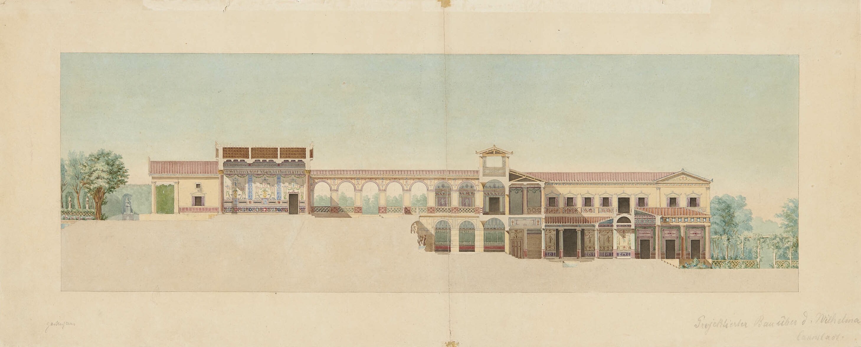 Karl Ludwig Wilhelm von Zanth, Entwurf zu einem Gartenhaus für König Wilhelm I. von Württemberg, 1840