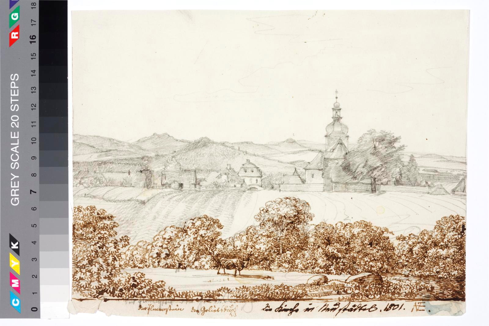 tundmatu kunstnik (autor), Landscape with church