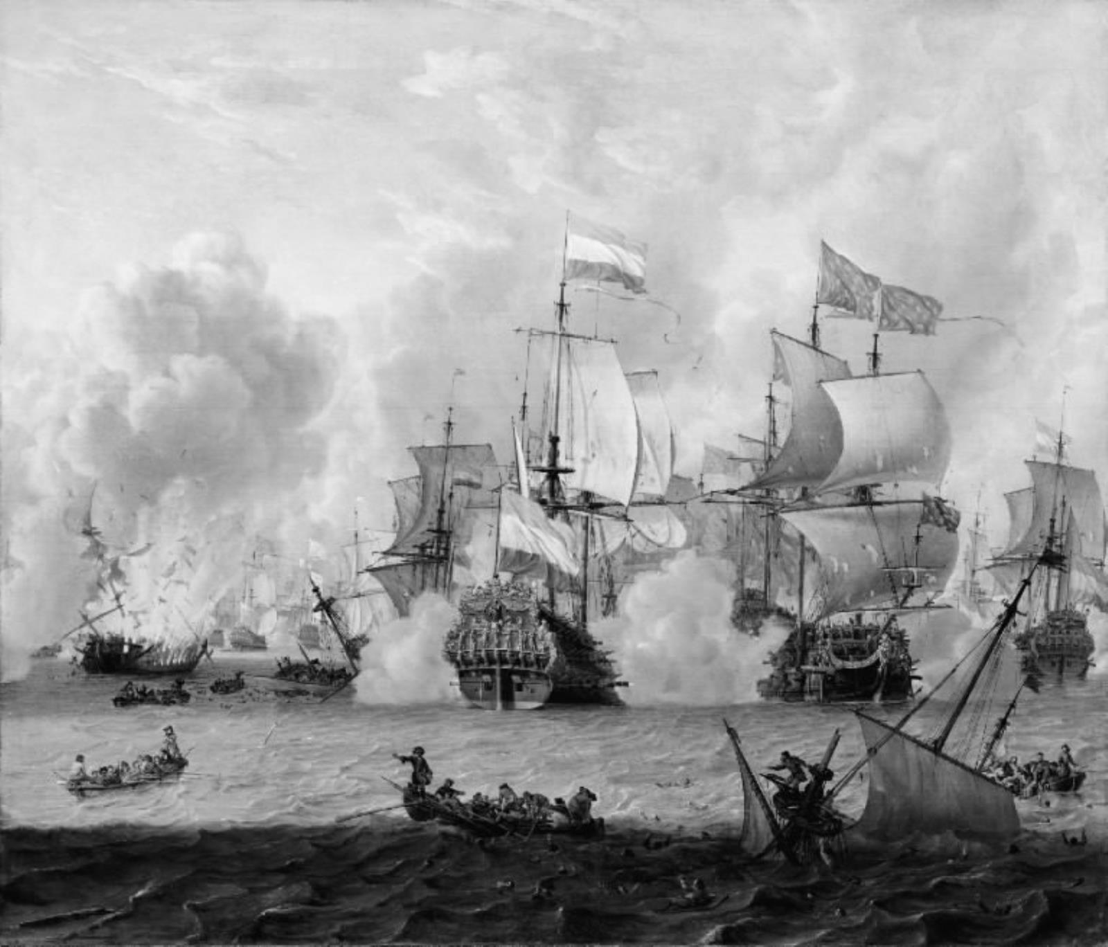 Abraham Storck, Slag mellem en engelsk og en hollandsk flåde ved La Hogue 29. maj 1692
