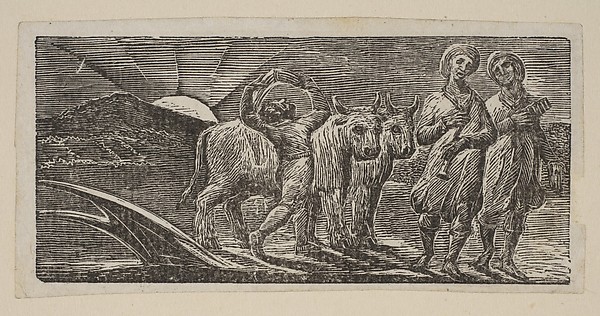 William Blake, Boy Returning Joyfully, with Plough and Oxen, from Thornton's "Pastorals of Virgil"