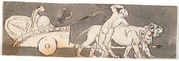 Nicolai Abildgaard, Frise med dreng ved Bacchus' og Mars' (eller Plutos) kærre trukket af løver