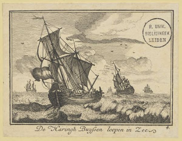 Adolf van der Laan, De Haringh Buyssen loopen in Zee /
