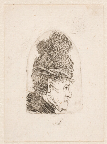 Rembrandt van Rijn, Grotesk profil af mand med høj hue