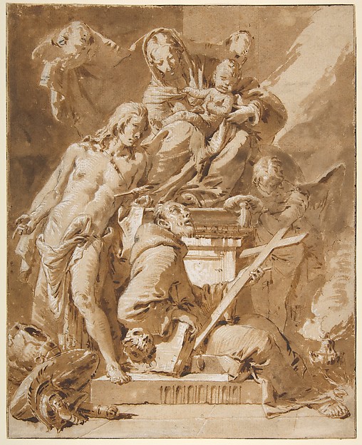 Giovanni Battista Tiepolo, The Virgin and Child Enthroned with Saint Sebastian and a Franciscan Saint